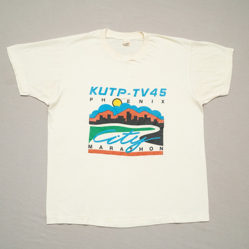 Vintage 80s KUTP-TV45 Phoenix Arizona City Marathon Screen Stars Adult L T Shirt